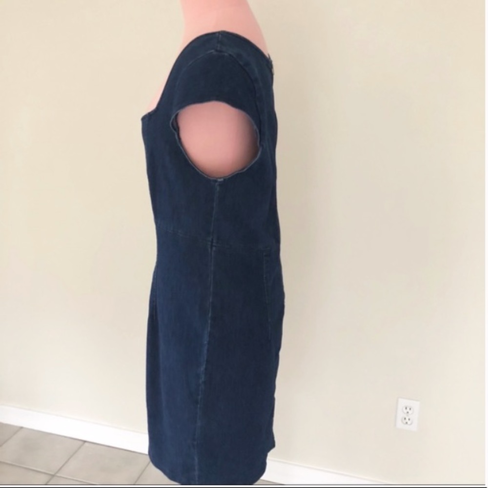 FREE PEOPLE LIA BLUE DENIM MINI DRESS SIZE LARGE - Picture 6 of 8
